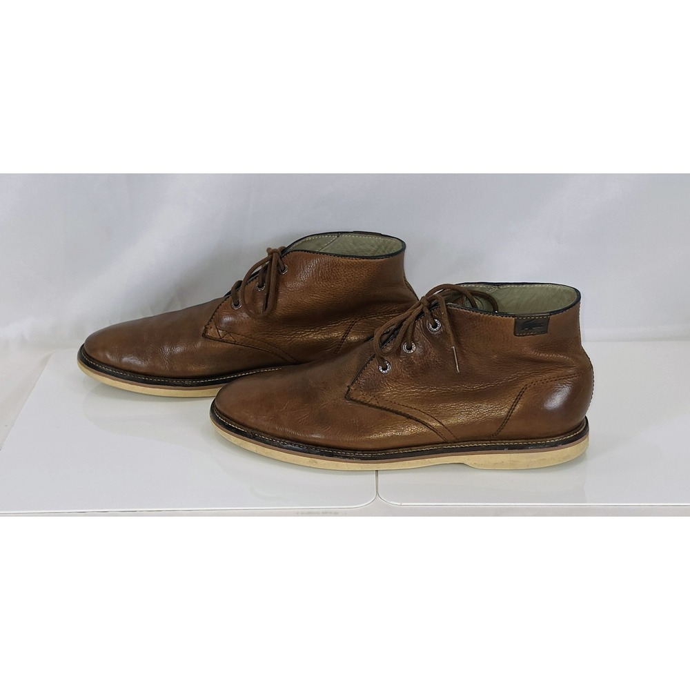 Men's Brown Lacoste Sherbrooke Hi 8 SRM Size 9.5 Mid Chukka Boot Buttery Leather